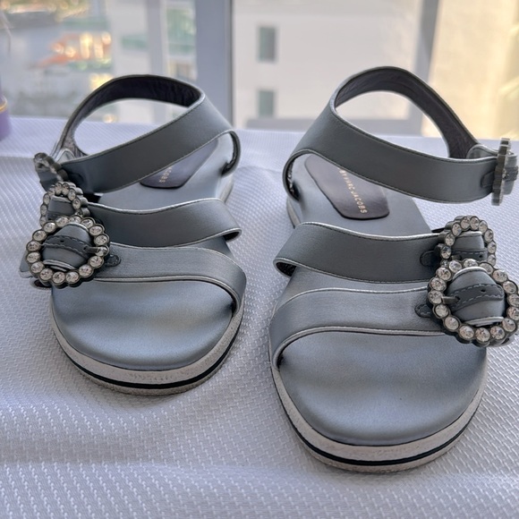Marc By Marc Jacobs Light Blue Crystal Embellished Satin Charlotte Sandals - Picture 2 of 7
